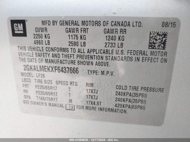 Photo 8 VIN: 2GKALMEKXF6437666 - GMC TERRAIN 