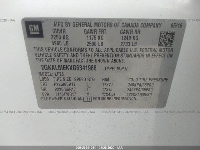 Photo 8 VIN: 2GKALMEKXG6341988 - GMC TERRAIN 