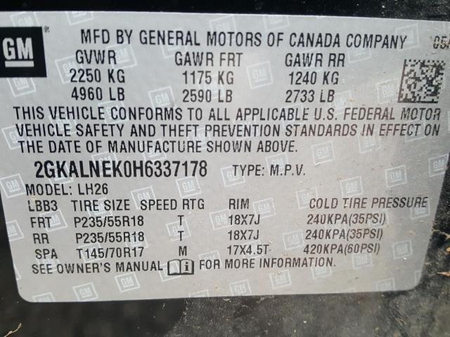 Photo 9 VIN: 2GKALNEK0H6337178 - GMC TERRAIN SL 