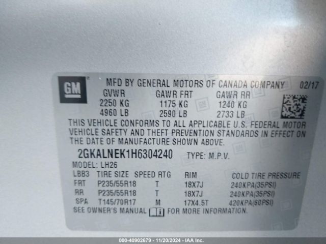 Photo 8 VIN: 2GKALNEK1H6304240 - GMC TERRAIN 