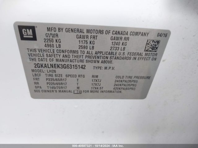 Photo 8 VIN: 2GKALNEK3G6315142 - GMC TERRAIN 