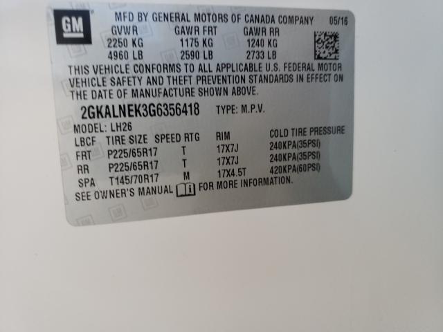 Photo 9 VIN: 2GKALNEK3G6356418 - GMC TERRAIN SL 