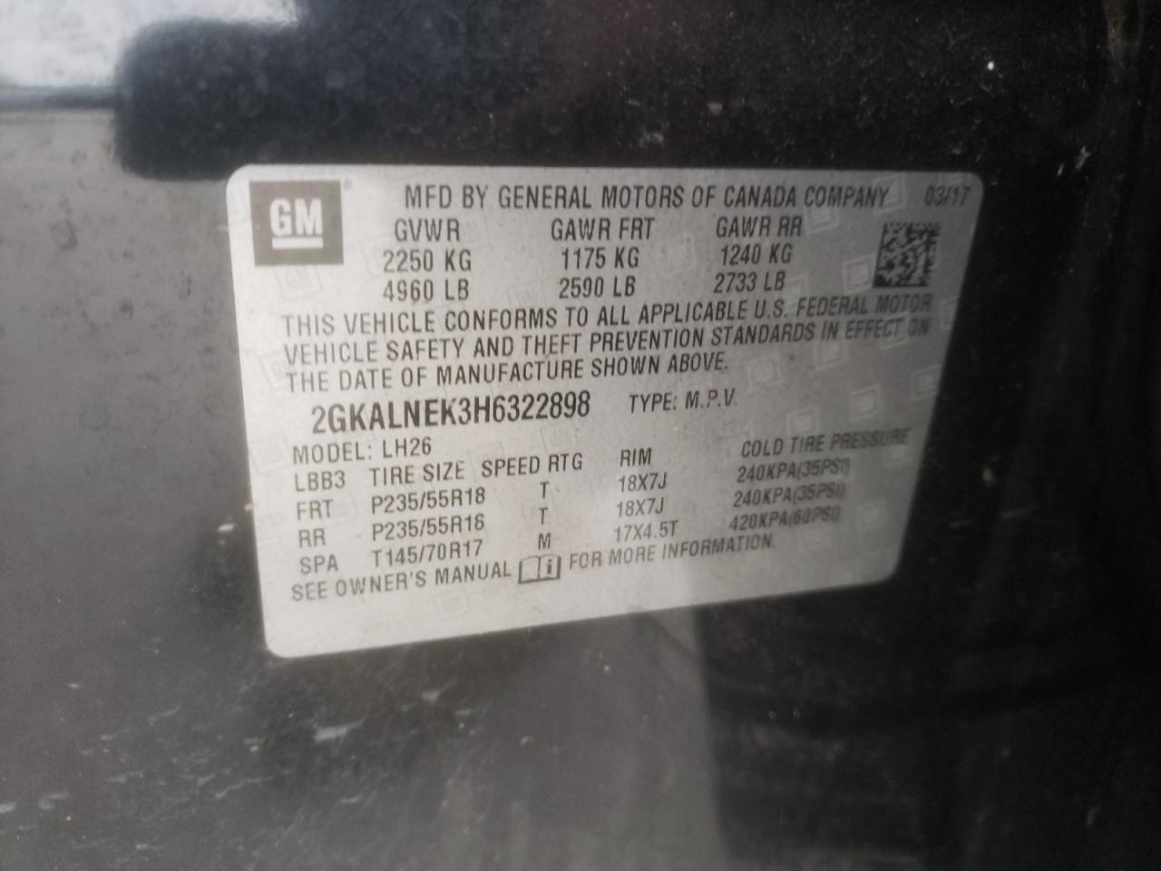 Photo 12 VIN: 2GKALNEK3H6322898 - GMC TERRAIN 