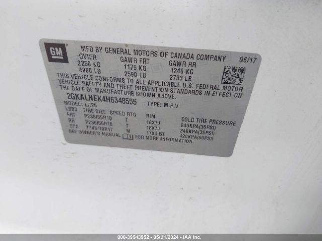 Photo 8 VIN: 2GKALNEK4H6348555 - GMC TERRAIN 