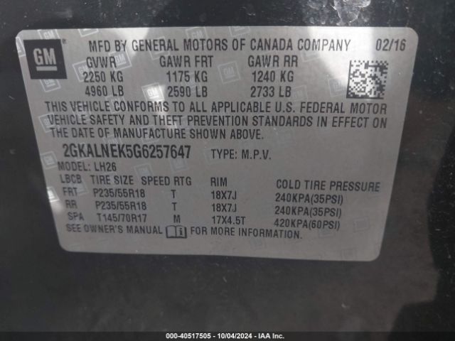 Photo 8 VIN: 2GKALNEK5G6257647 - GMC TERRAIN 