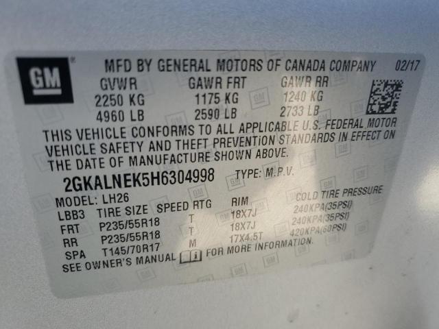 Photo 9 VIN: 2GKALNEK5H6304998 - GMC TERRAIN SL 