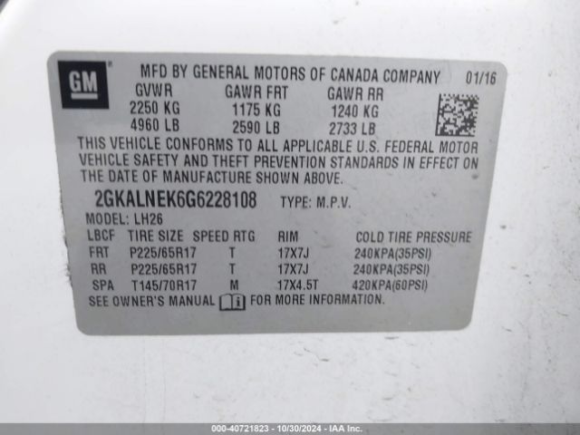 Photo 8 VIN: 2GKALNEK6G6228108 - GMC TERRAIN 