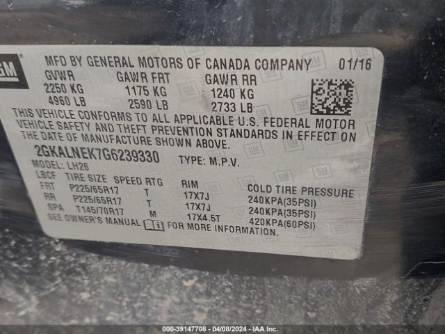 Photo 8 VIN: 2GKALNEK7G6239330 - GMC TERRAIN 