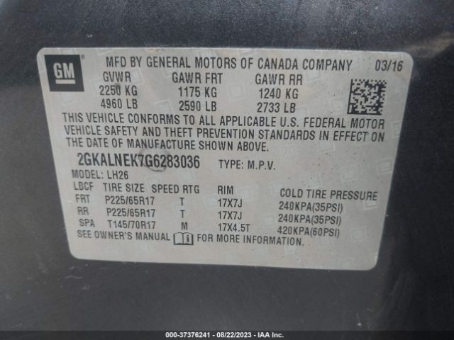 Photo 8 VIN: 2GKALNEK7G6283036 - GMC TERRAIN 