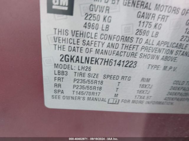 Photo 8 VIN: 2GKALNEK7H6141223 - GMC TERRAIN 