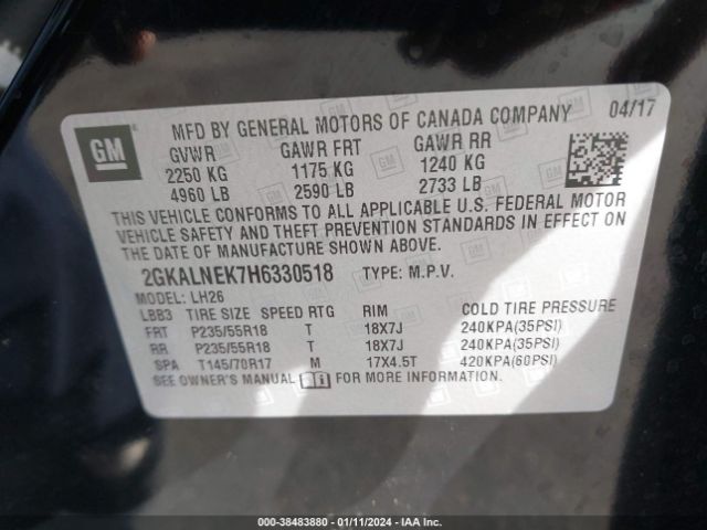 Photo 8 VIN: 2GKALNEK7H6330518 - GMC TERRAIN 