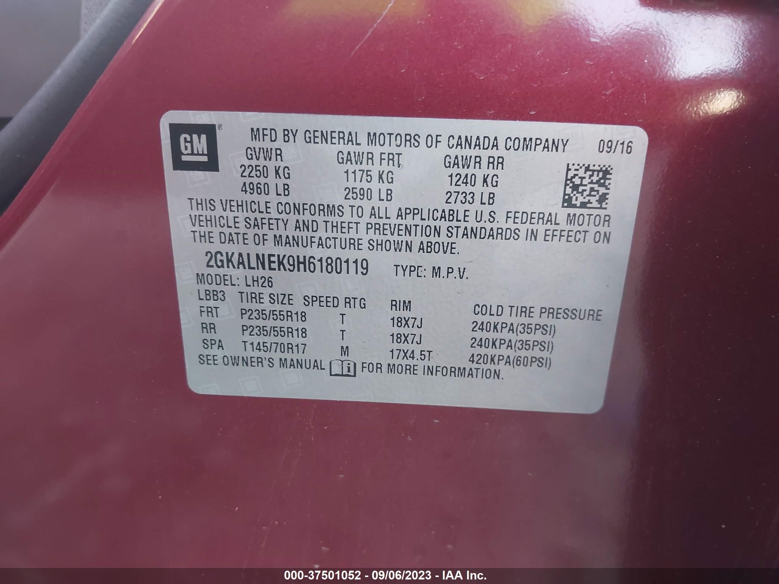 Photo 8 VIN: 2GKALNEK9H6180119 - GMC TERRAIN 