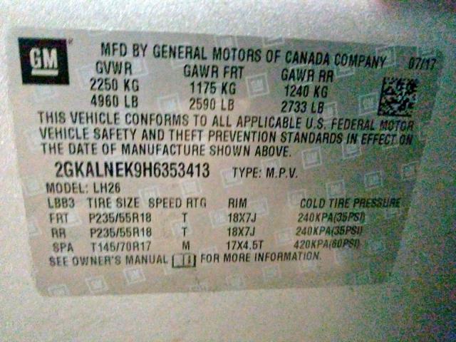 Photo 9 VIN: 2GKALNEK9H6353413 - GMC TERRAIN SL 