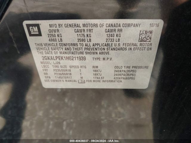 Photo 8 VIN: 2GKALPEK1H6211939 - GMC TERRAIN 