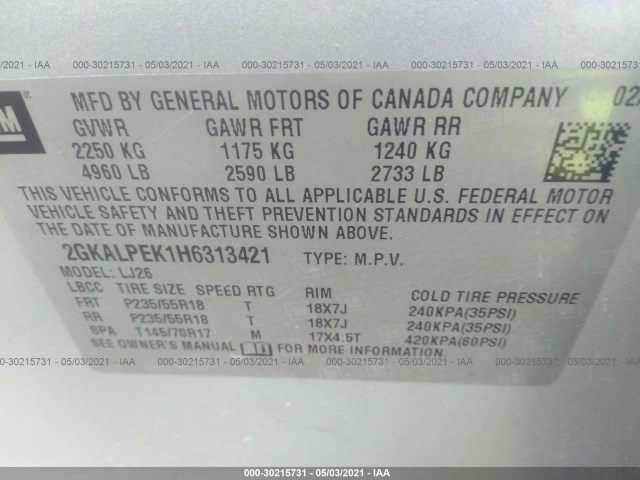 Photo 8 VIN: 2GKALPEK1H6313421 - GMC TERRAIN 