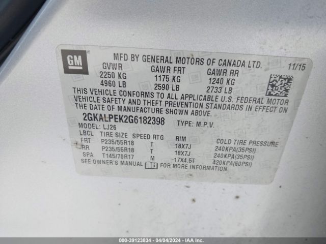 Photo 8 VIN: 2GKALPEK2G6182398 - GMC TERRAIN 