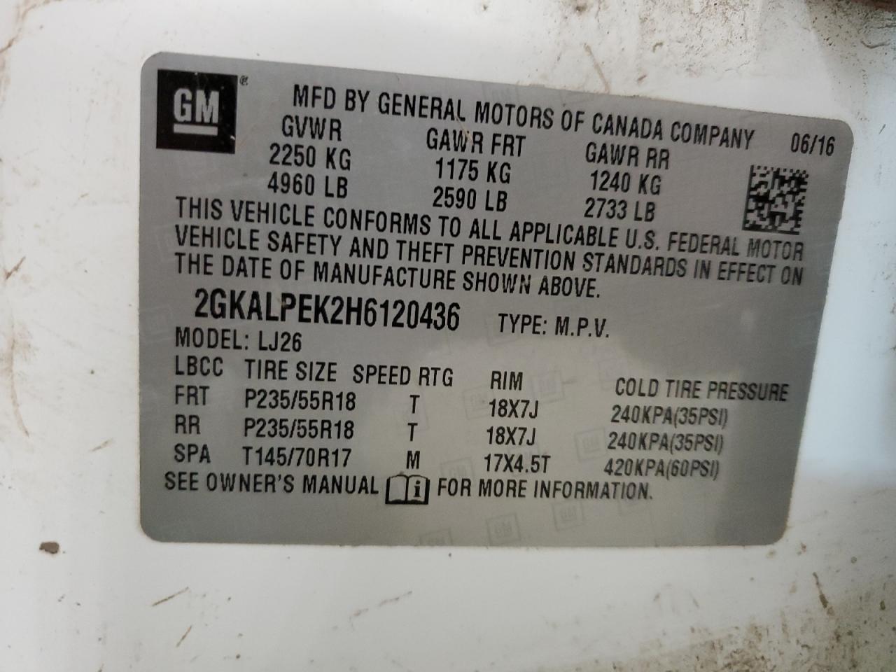 Photo 11 VIN: 2GKALPEK2H6120436 - GMC TERRAIN 