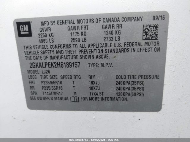 Photo 8 VIN: 2GKALPEK2H6189157 - GMC TERRAIN 