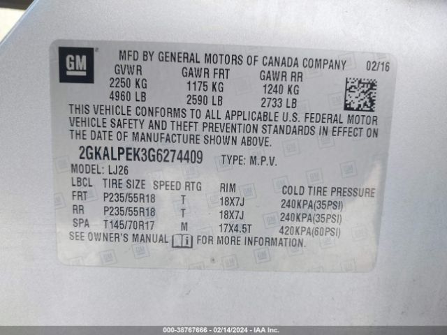 Photo 8 VIN: 2GKALPEK3G6274409 - GMC TERRAIN 