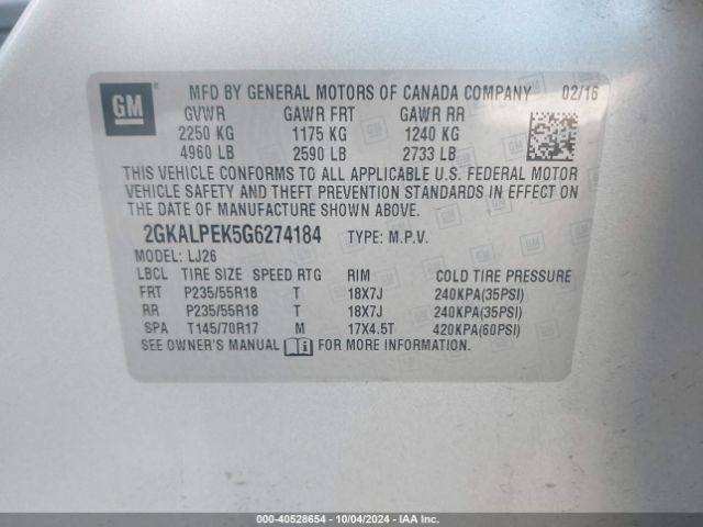 Photo 8 VIN: 2GKALPEK5G6274184 - GMC TERRAIN 