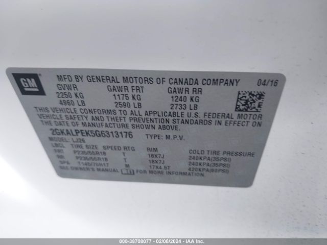 Photo 8 VIN: 2GKALPEK5G6313176 - GMC TERRAIN 