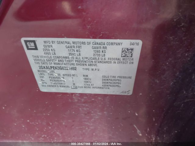 Photo 8 VIN: 2GKALPEK5G6321892 - GMC TERRAIN 