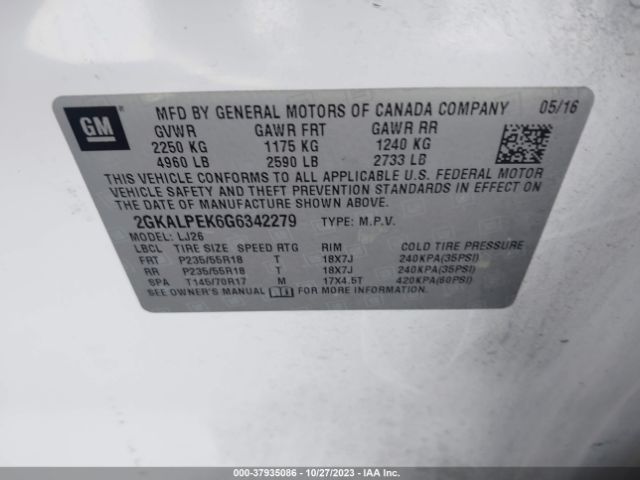 Photo 8 VIN: 2GKALPEK6G6342279 - GMC TERRAIN 