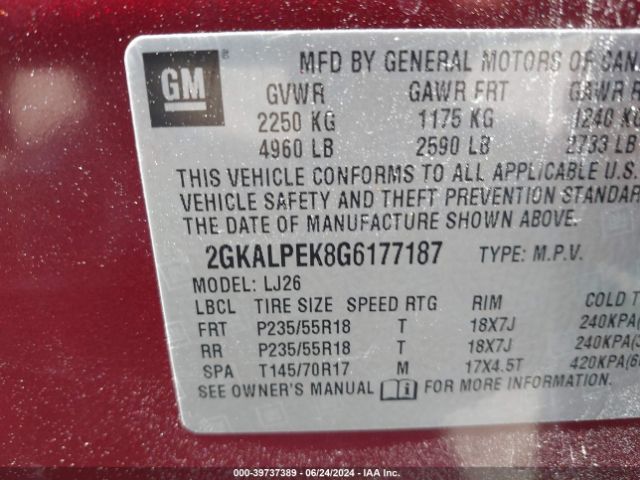 Photo 8 VIN: 2GKALPEK8G6177187 - GMC TERRAIN 