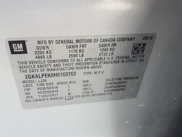 Photo 9 VIN: 2GKALPEK8H6160763 - GMC TERRAIN SL 