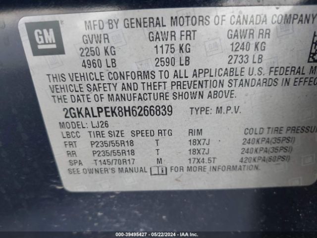 Photo 8 VIN: 2GKALPEK8H6266839 - GMC TERRAIN 