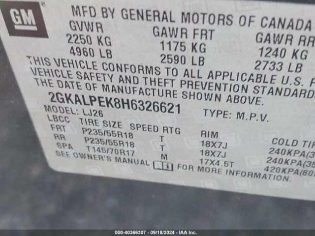 Photo 8 VIN: 2GKALPEK8H6326621 - GMC TERRAIN 