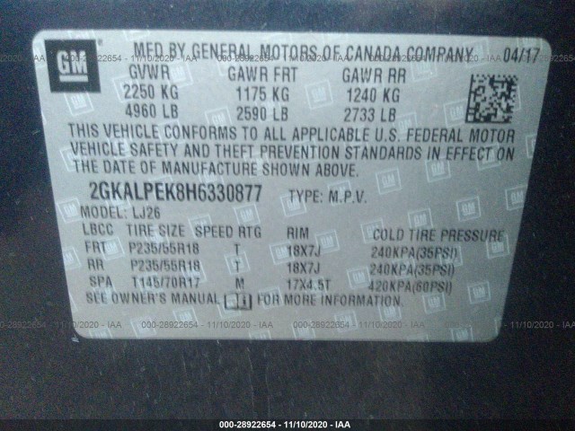 Photo 8 VIN: 2GKALPEK8H6330877 - GMC TERRAIN 