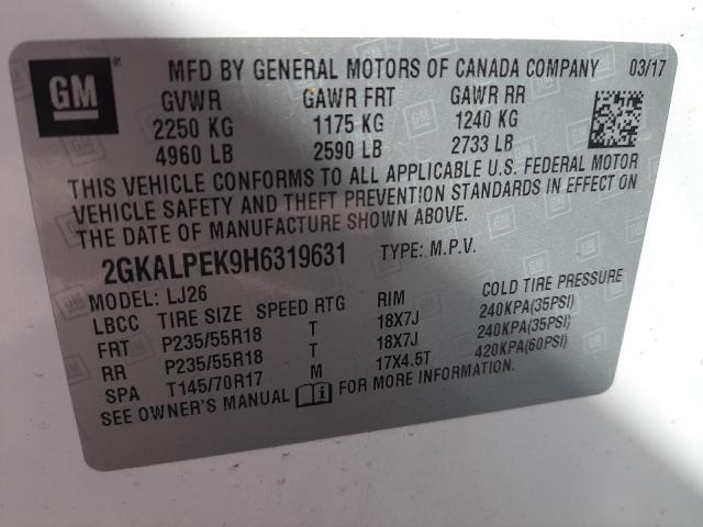 Photo 9 VIN: 2GKALPEK9H6319631 - GMC TERRAIN SL 