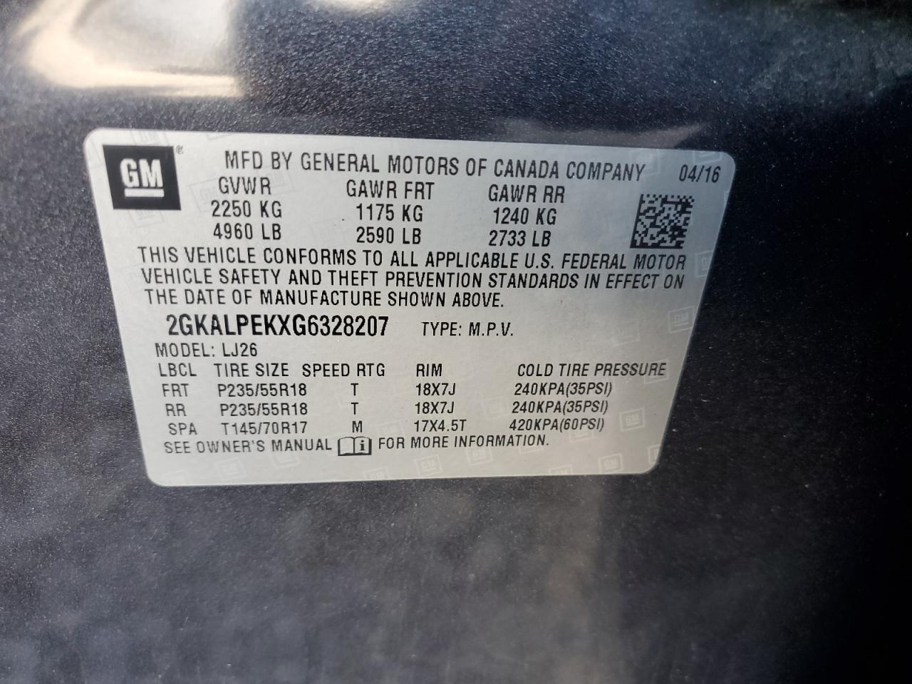 Photo 13 VIN: 2GKALPEKXG6328207 - GMC TERRAIN 