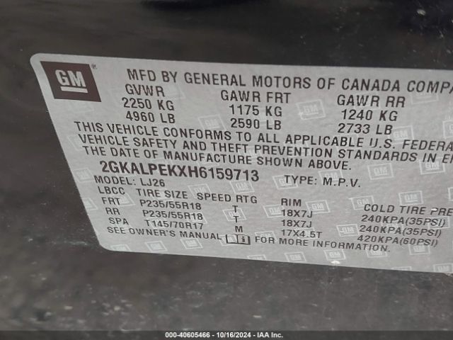 Photo 8 VIN: 2GKALPEKXH6159713 - GMC TERRAIN 