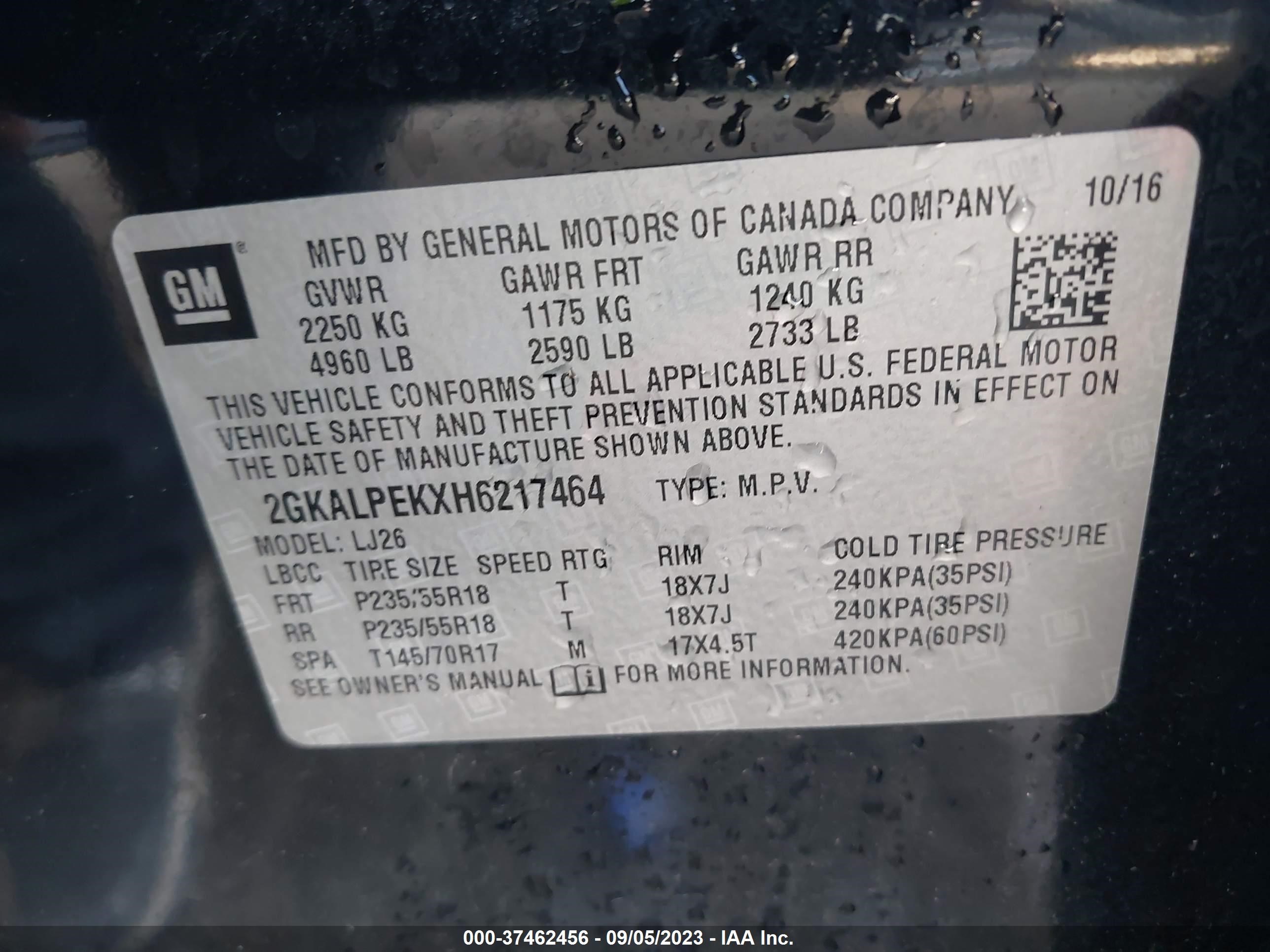 Photo 8 VIN: 2GKALPEKXH6217464 - GMC TERRAIN 