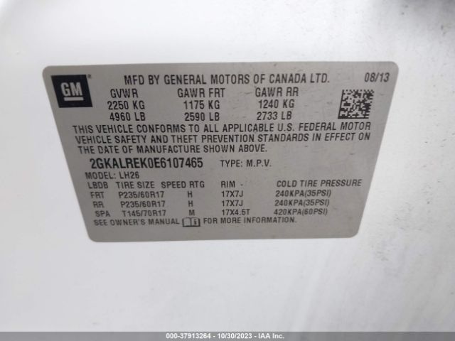 Photo 8 VIN: 2GKALREK0E6107465 - GMC TERRAIN 