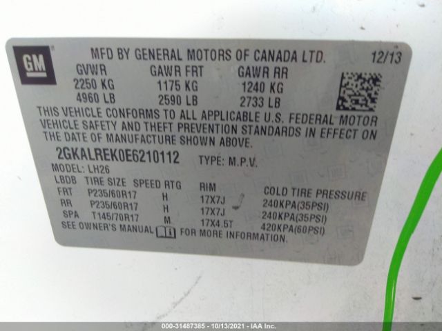 Photo 8 VIN: 2GKALREK0E6210112 - GMC TERRAIN 