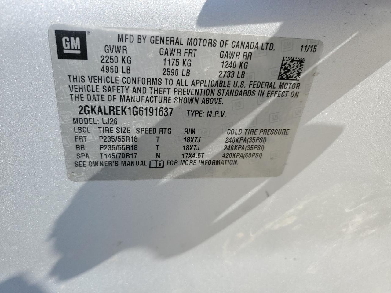 Photo 12 VIN: 2GKALREK1G6191637 - GMC TERRAIN 