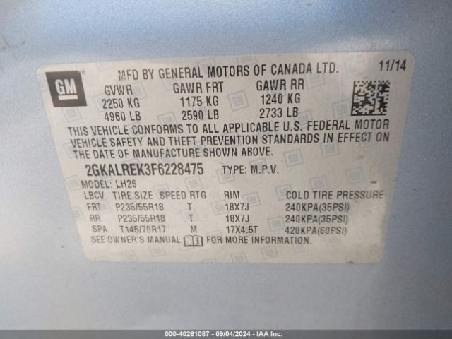 Photo 8 VIN: 2GKALREK3F6228475 - GMC TERRAIN 