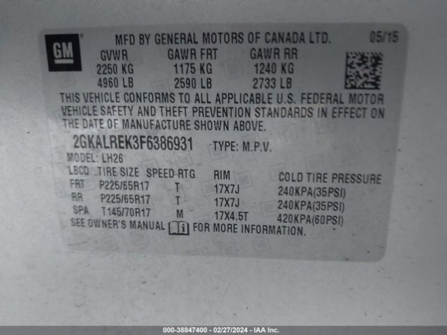 Photo 8 VIN: 2GKALREK3F6386931 - GMC TERRAIN 