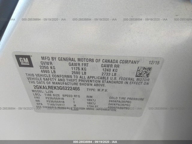 Photo 8 VIN: 2GKALREK3G6222466 - GMC TERRAIN 