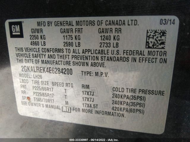 Photo 8 VIN: 2GKALREK4E6284200 - GMC TERRAIN 