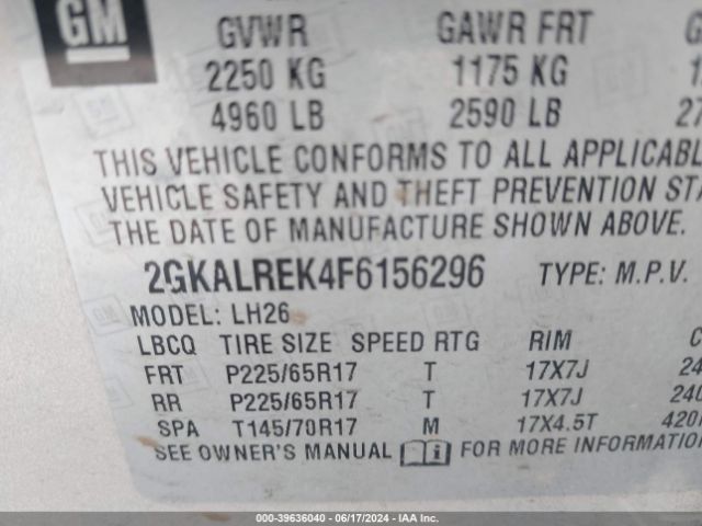 Photo 8 VIN: 2GKALREK4F6156296 - GMC TERRAIN 