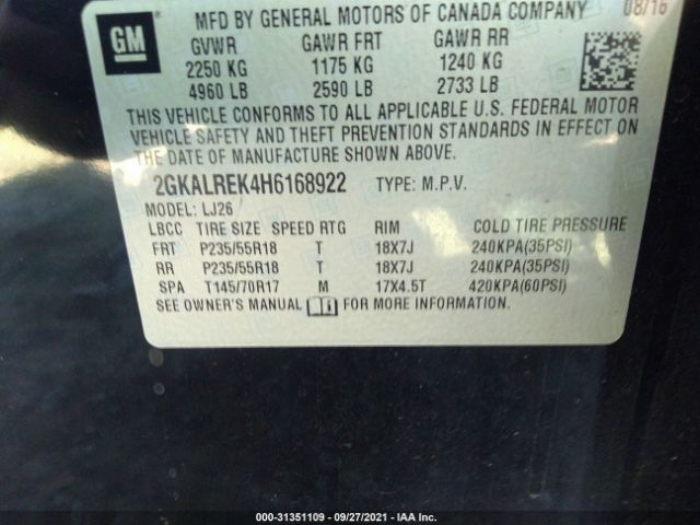 Photo 8 VIN: 2GKALREK4H6168922 - GMC TERRAIN 