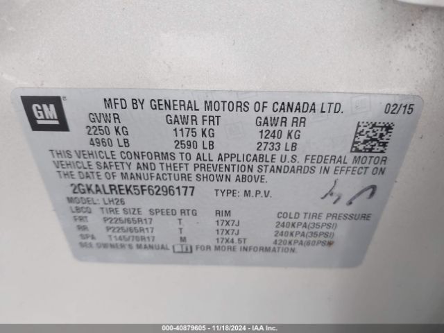 Photo 8 VIN: 2GKALREK5F6296177 - GMC TERRAIN 