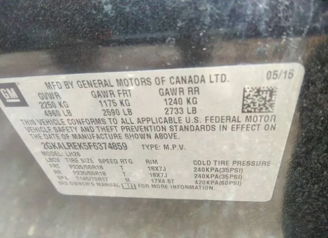 Photo 8 VIN: 2GKALREK5F6374859 - GMC TERRAIN 