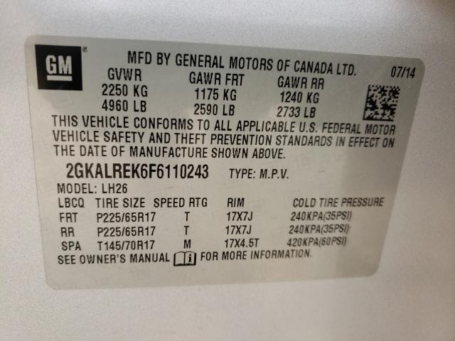 Photo 9 VIN: 2GKALREK6F6110243 - GMC TERRAIN SL 