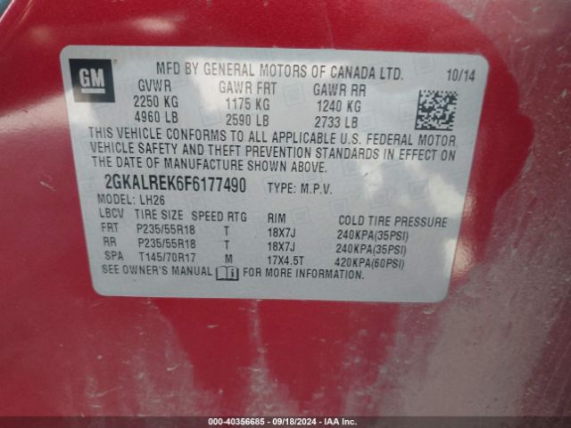 Photo 8 VIN: 2GKALREK6F6177490 - GMC TERRAIN 