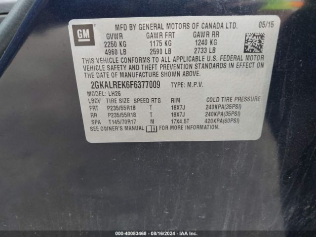 Photo 8 VIN: 2GKALREK6F6377009 - GMC TERRAIN 